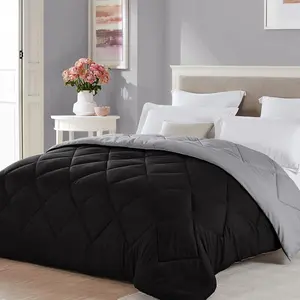 Full  Size Black Grey Comforter Reversible Lightweight Boys Bedding Cooling Bedspread  Season Spring Blanket