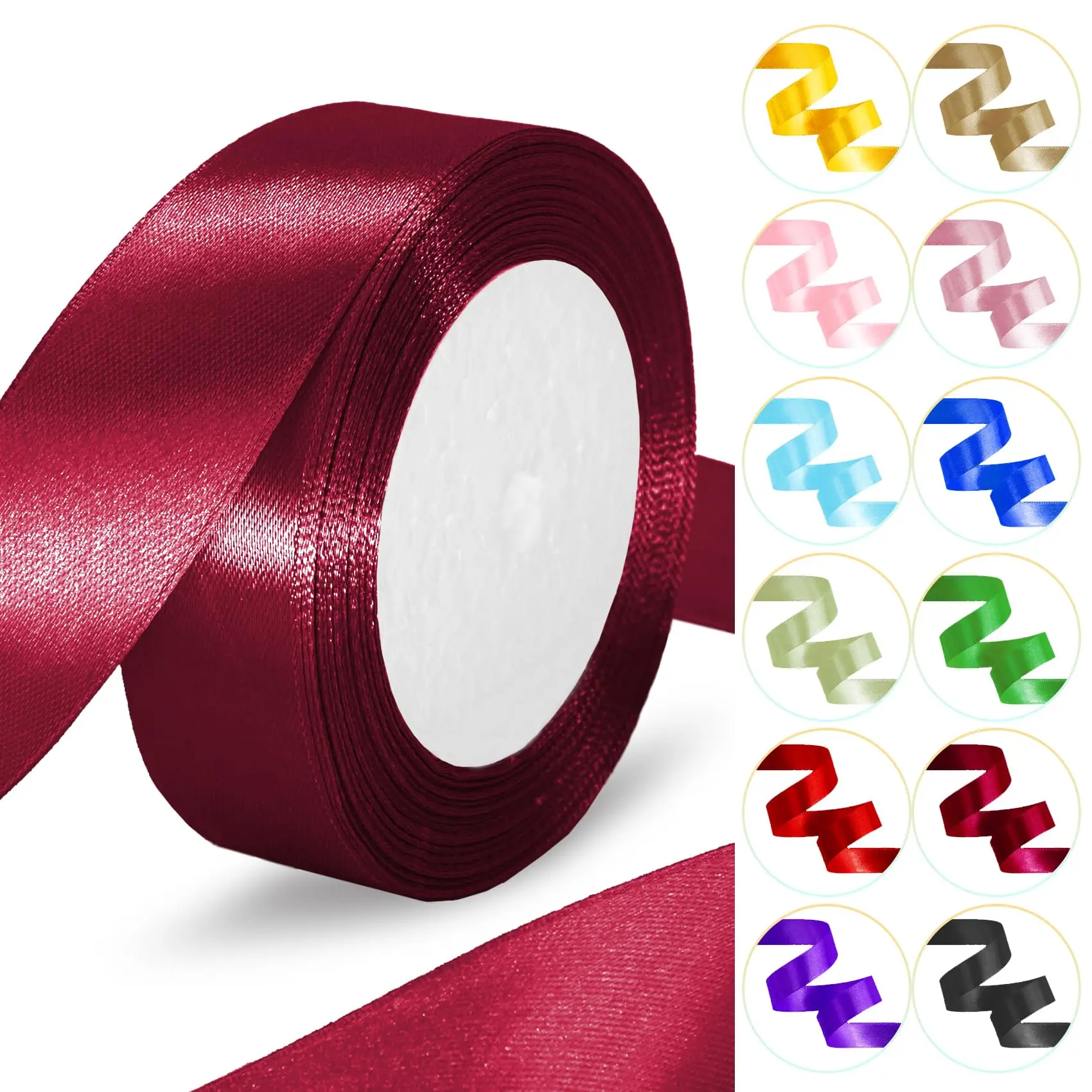 Thick Satin Ribbon Roll, 4cm Wide X 22m Per Roll, Flexible Anti-Wrinkle, Long-Lasting Gloss, Ideal for Gift Wrapping Supplies, Wedding Decor, DIY Bouquets, Bouquet Wrappers