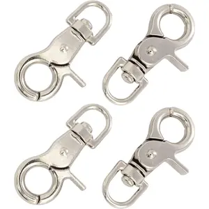 4pcs Zinc Alloy 55mm Key Chain Snap Hook Door Lock Pets Cage Hook Belt Clip, Suitable for Any Cage and Dog Traction Rope