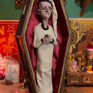 Sleepy Count Vampire with Coffin for Gothic Display and Collection