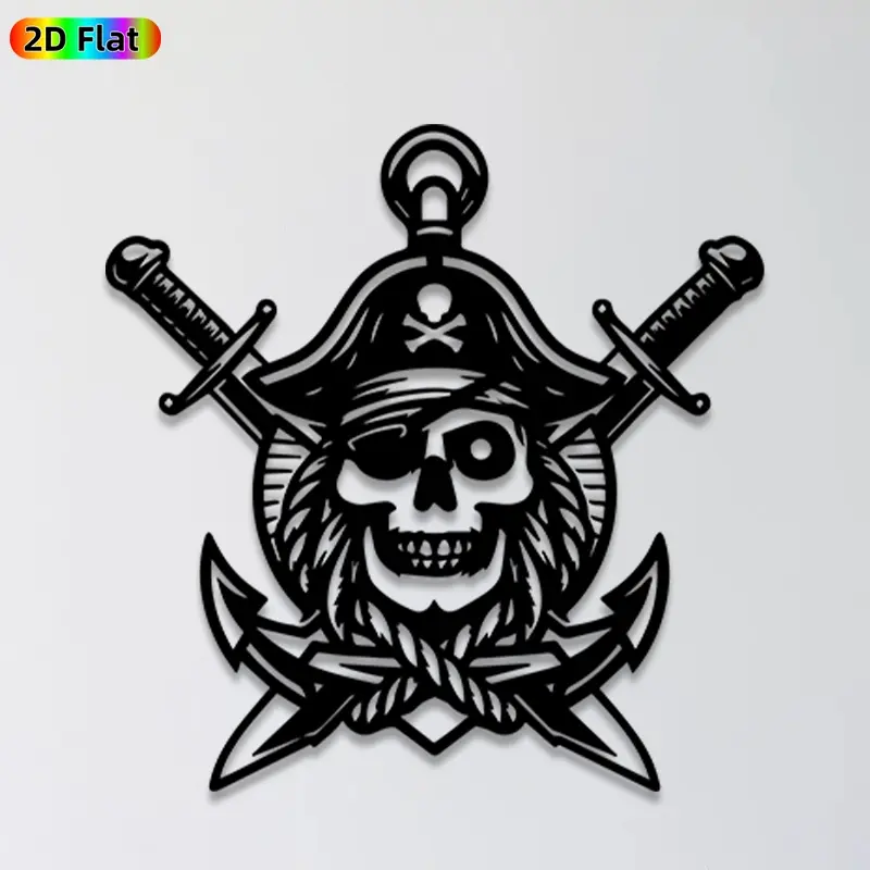 1pc Pirate Skull Metal Wall Art,Pirate Skull Statue Mural, Ideal Gift for Halloween, New Year, Pirate Decor Enthusiasts, Weather-Resistant Metal Wall Decor Wall Sculptures, Perfect for Outdoor Fence & Indoor Wall Pirate Theme Enthusiasts
