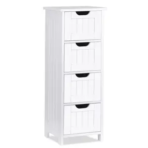 ZENY White Small Bathroom Cabinet 4 Drawers Floor Side Storage Cabinet for Bathroom/Hallway/Living Room