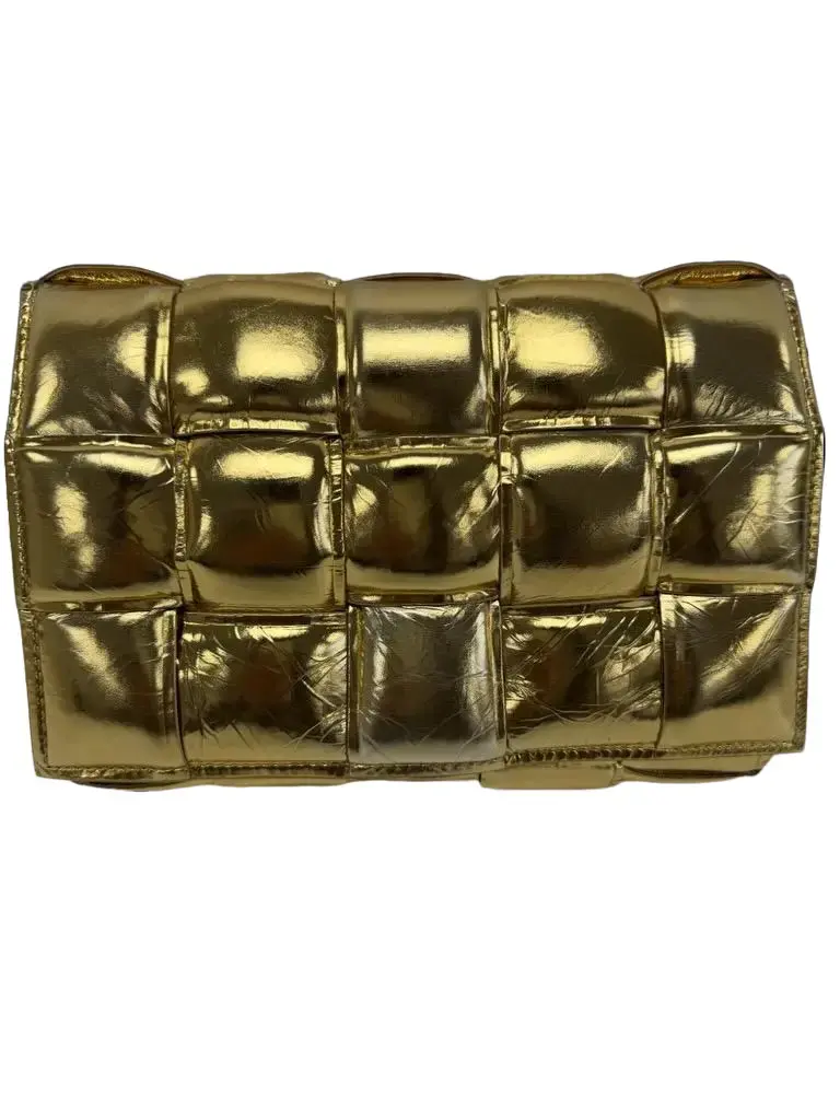 Pre-owned BOTTEGA VENETA Leather Crossbody Bags Gold Metallic Veneta Casset B24090635