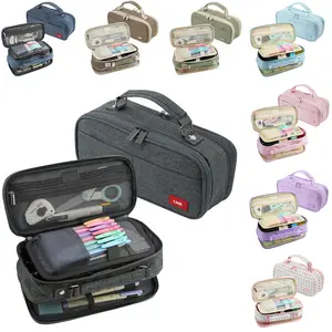 Double Zipper Large Pencil Case Organizer Storage Bag for College School Office