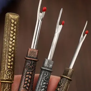 High-Quality Embroidery Seam Ripper Tool Set, Comfortable Handle, Vintage Design, Handmade Clothes De-Threader, Sewing Aid Kit