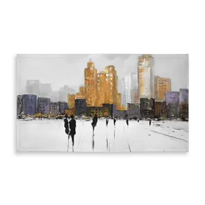 360 Stand Large Rectangular City Silhouette Tablecloth (58x102 in) - Easy-Clean, Indoor-Outdoor Use, Outdoor Table Furniture Decor