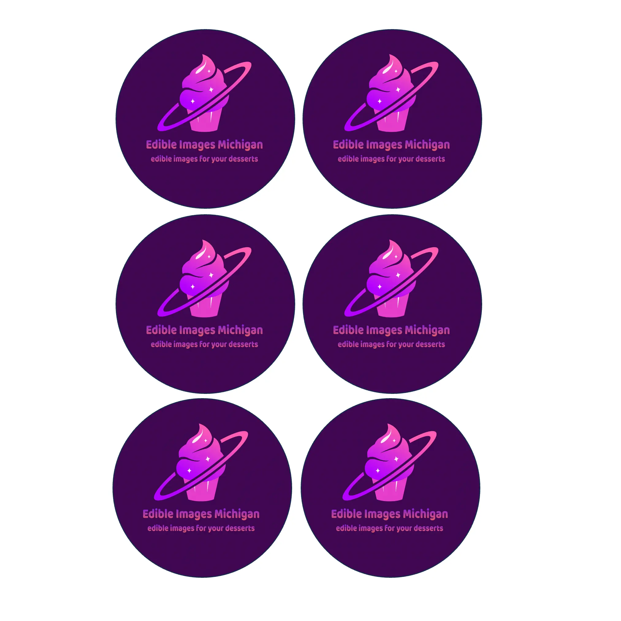 Custom Edible Image Round Cake Toppers (Set of 6, Multiple Sizes Available)