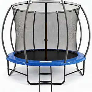 10FT Outdoor Trampoline,Recreational Trampoline with Safe Curved Poles, Anti-Rust Galvanized Steel Frame & High Bounce Mat