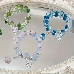 3 Pcs Butterfly Pendant Beaded Bracelets, Unique Design, Trendy Personalized Jewelry, Adjustable Colorful Beads, Perfect Gift for Best Friends, Stackable Bracelets