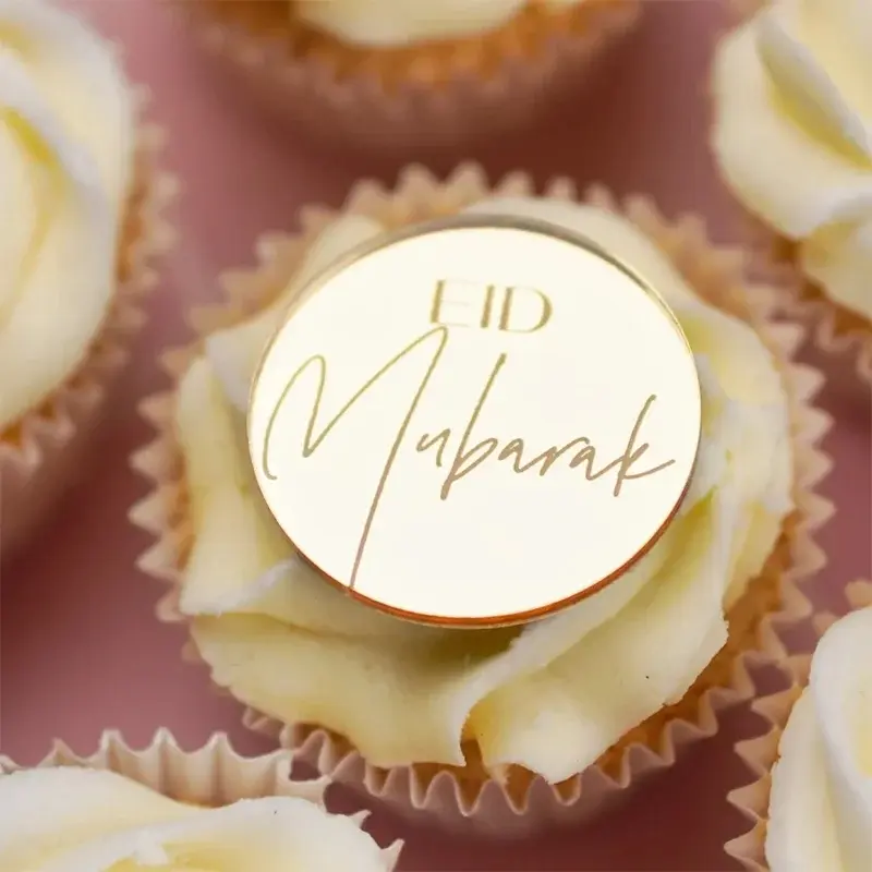 10pcs Eid Cupcake Toppers Gift Tags Eid Mubarak gifts Eid Cake Topper Acrylic Cake Discs Ramadan Eid Mubarak Decorations Ornaments Cake Decorating Supplies