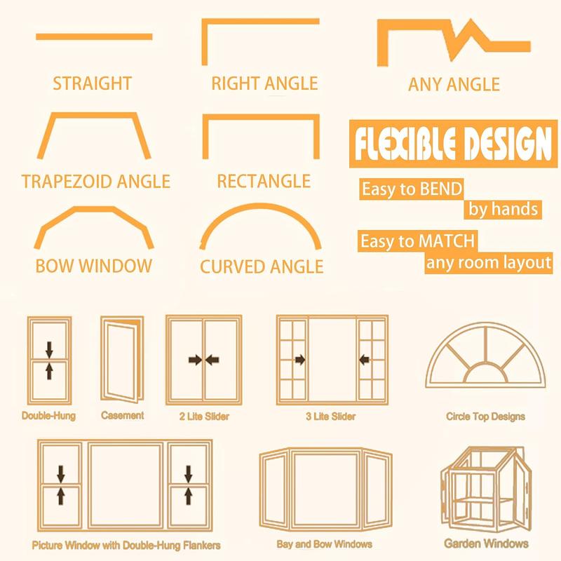 Ceiling Curtain Track Bendable Mount Rail Bunk Bed Bay Window Room Divider 3m/9.8ft curtain track Home Decor Interior Decoration Accessories