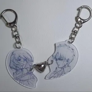 2pcs/set Anime Attack Mikasa Ackerman Figure Acrylic Heart Shape Keychain Backpack Pendant Cosplay Accessories Couple BFF Gifts