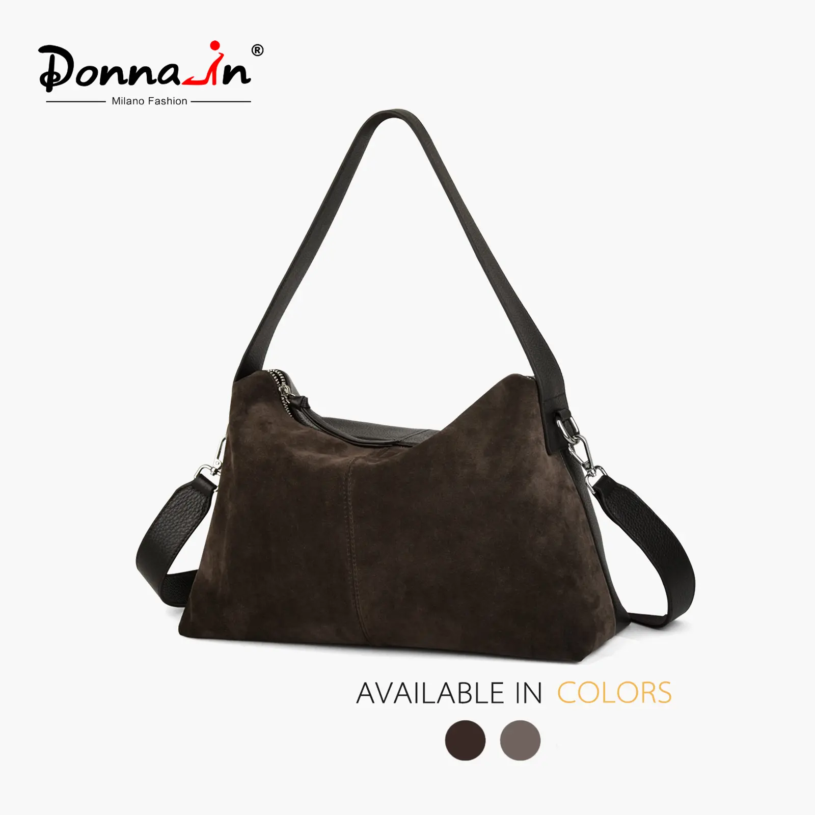 DONNAIN Full Grained Leather and High Mercerized Cow Suede Crossbody Bags| Slouchy Suede Shoulder Bag with Adjustable Wide Strap and Tote Handbag campingessentials