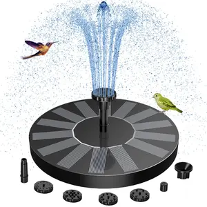 Solar Fountain, Solar Powered Bird Bath Fountain Pump with 6 Nozzles, Solar Powered Floating Water Fountain Pump for Bird Bath, Garden, Fish Tank and Outdoor