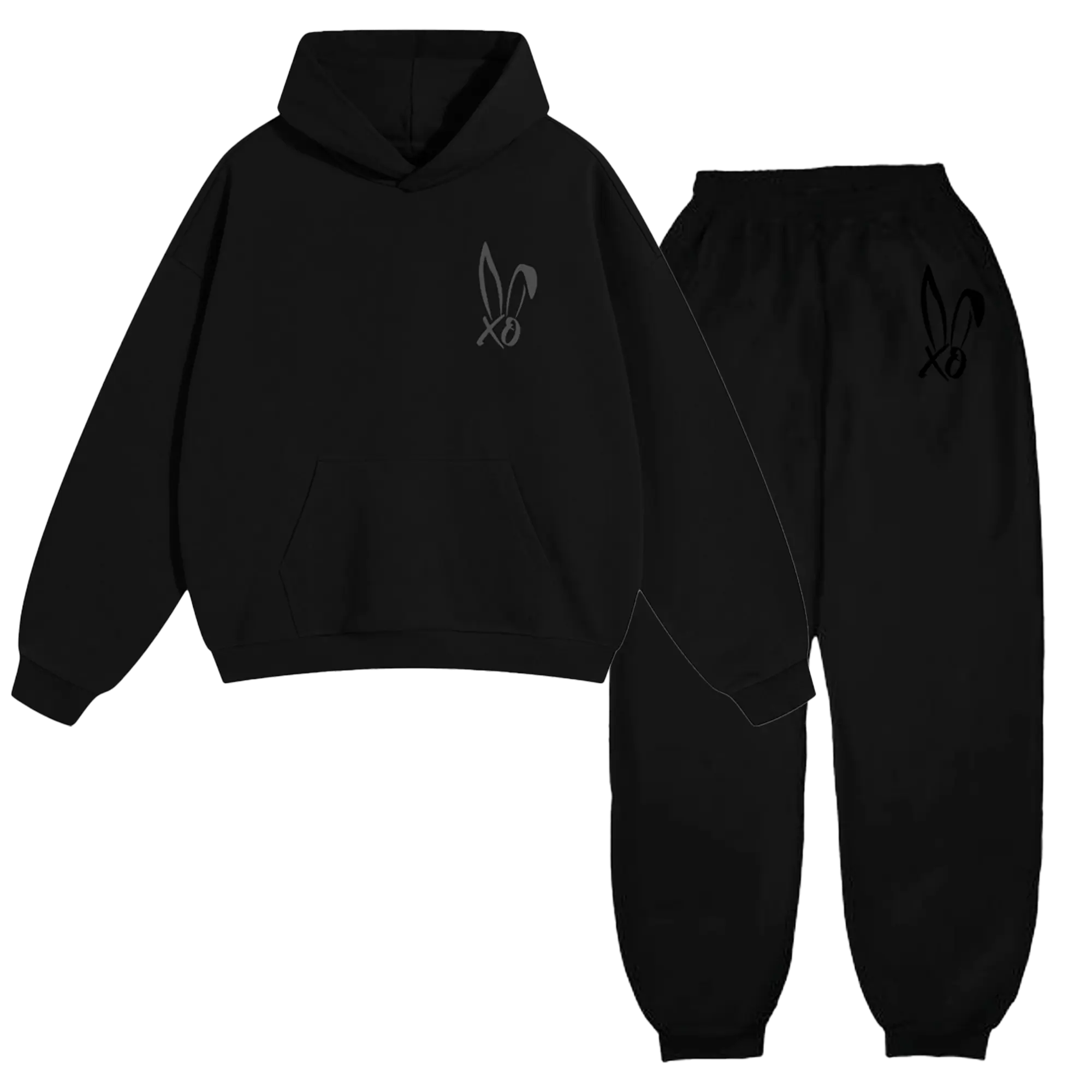 Xo Logo Black Sweatsuit Set