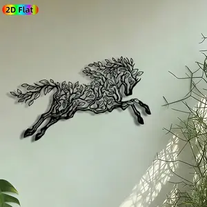 1pc Tree Branch Horse Metal Wall Art, Leafy Equine Statue Mural, Artistic Metalwork, Modern Art Design, Decoration, Perfect for Housewarming, Anniversary Decor, Living Room Garden Fence Studio Decor, Ideal Gift for Nature-Inspired Art Enthusiasts
