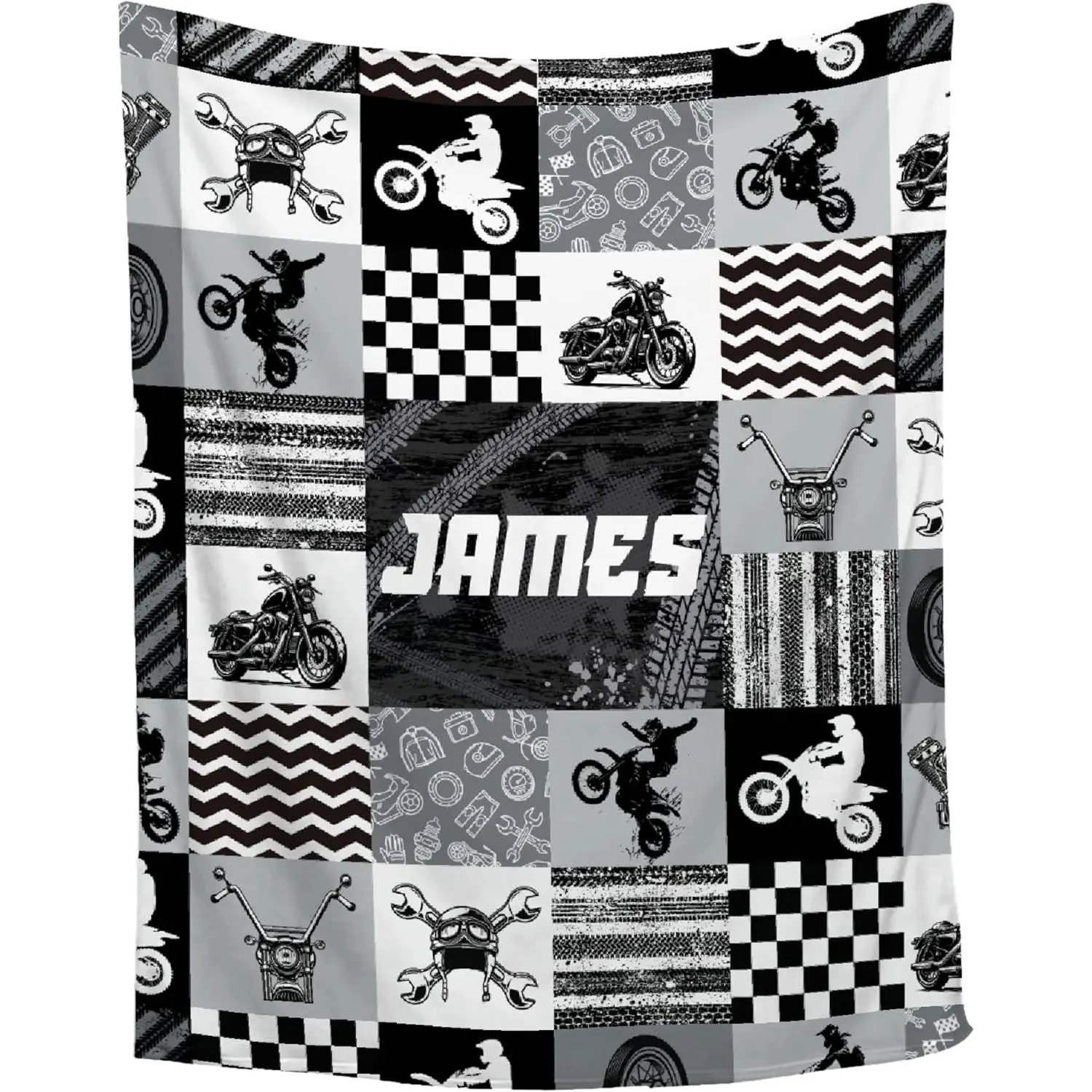 Personalized Dirt Bike  Blanket,Motocross Rider Custom Blanket with Name,Customized Name Dirt Bike Throw Blanket for Boy Girl,Best Birthday for Motorcycle Lover 40"x50"(Kid)