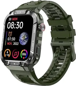 Military Smart Watch for Men 1.96 Inches Outdoor Sports Smartwatch with Answer/Make Call,Fitness Watch,Blood Oxygen,Heart Rate and Sleep Monitor Compatible with iPhone and Android Phones Alloy Aluminum