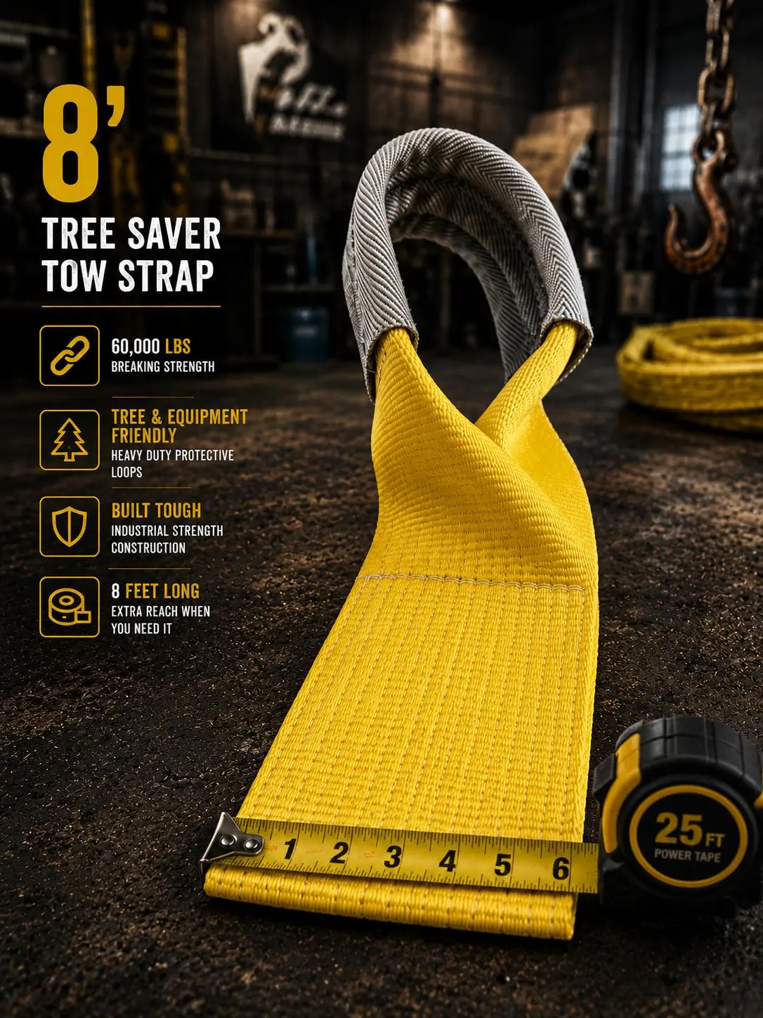 6” × 8’ Tree Saver Strap | 60,000 lb Break Strength | Made in USA | Cordura Reinforced Eyes