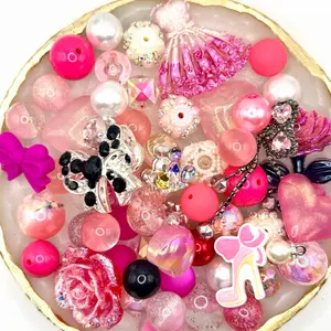 It’s Her World, Colorful Resin and Acrylic Beads & Charms Mix for DIY Beaded Pens Keychains Phone Chains Sun Catcher Car Hanger and Other DIY Jewelry Accessories Crafts or Projects