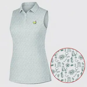 Women Sleeveless Golf Polo Shirt Masters Inspired, Augusta Green Pattern Polo, Ladies Summer Golf Outfit, Golf Shirt Gift for Female Golfer