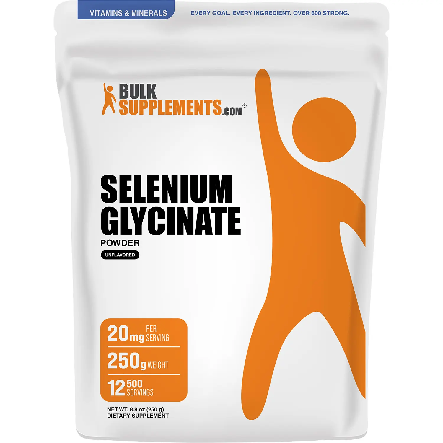 BulkSupplements Edible Selenium Glycinate Powder - 250g, 20mg per Serving, Sugar Free, Gluten Free, Unscented - Heart Health, Immune Support Dietary Supplement, Unflavored