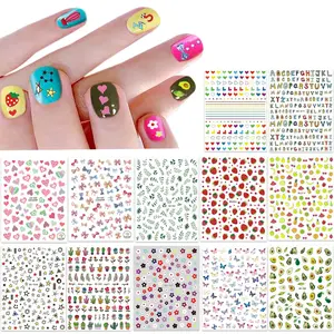 New 16 Large Sheets Nail Stickers for Women Kids Teens Little Girls Self Adhesive Nail Decals for Nail Art Decoration Include Flowers Butterfly Plants Leaves Fruits Rainbow Animals and More springtok