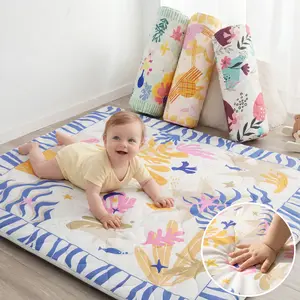 Machine Washable 1.5" Thick Baby Play Mat, Removable Soft Floor Mat for Tummy Time, Extra Thick Non-Slip Breathable Play Mat for Crawling Babies