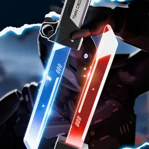 Children's Double-Blade LED Saber, Sci-Fi Light Up Toy with Soft Retractable Blades and Built-in Sensor for Cosplay Events