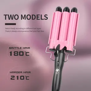 Exclusive product - Professional three-barrel curling iron with LED temperature display, allowing you to easily and comfortably create perfect waves!