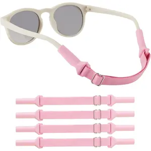 Baby Glasses Straps(5-8inch)-Adjustable Glasses Strap Sports Sunglasses Eyeglasses Holder Straps for Toddler and Infant-Eyewear Retainers for Boys and Girls age 0-3 years (4pcs Pink)
