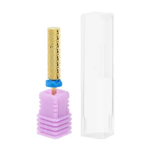 VOCOSTE Nail Drill Bits, Stepped Cylinder Nail Art Manicure Tool, Resistant Tungsten Steel, for Nail Polishing Peeling, Gold Tone