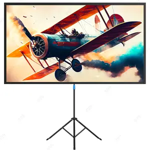EVIVAS Pyle Portable Projector Screen Tripod Stand - Mobile Projection Screen, Lightweight Carry & Durable Easy Pull Assemble System for Schools Meeting Conference Indoor Outdoor Use, 60 Inch