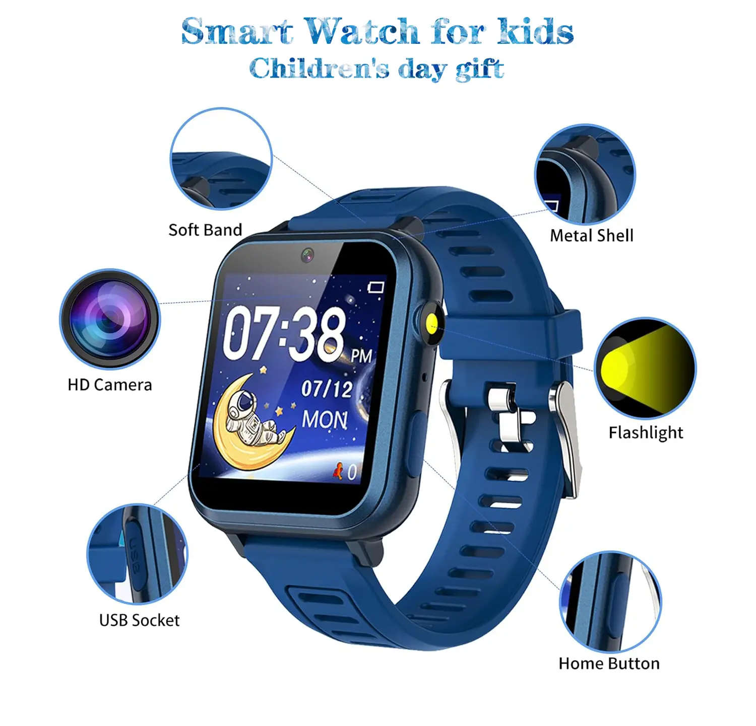 Kids Smart Watch, Smart Watch Toy with 24 Games, Camera, Video Recorder, Music, Alarm Clock, Calculator, Calendar, Flashlight, Stopwatch, Pedometer, Gift Toy for Boys and Girls Ages 3-12 Digital Wristwatch