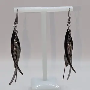 Silver feather earring