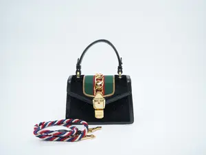 Pre-owned GUCCI velvet/patent Crossbody Bags Mini Sylvie Top Handle Bag Velvet and Patent