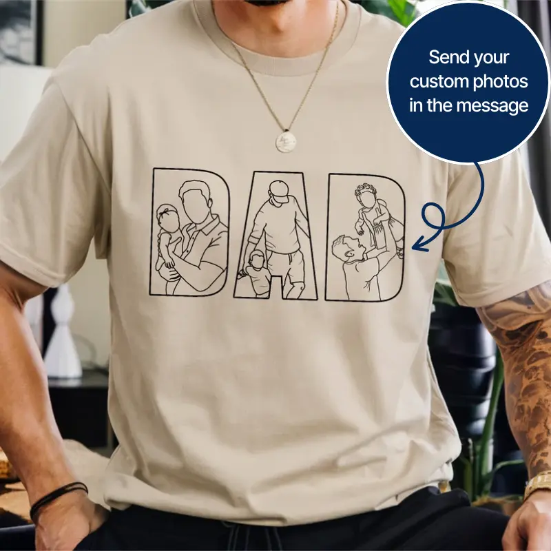 Custom Dad Shirt Portrait From Photo, Personalized Papa Sweatshirt, Father's Day Gift, Daddy Tee
