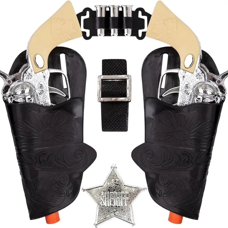 ArtCreativity Unisex Old Western Full Sheriff Kit - Party Costume Accessories Set for Boys and Girls, with 2 Toy Pistols, Badge, Gun Holsters, 3 Play Bullets, Adjustable Belt, Colorful Window Box, Birthday Gift Ideas for Action-Loving Kiddo