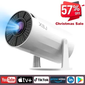 Mini projector, equipped with WiFi 5 and Bluetooth 6, manual vertical trapezoidal adjustment, 270° rotation, suitable for home, bedroom, and outdoor use, Christmas gift. Mount Audio  Remote Control