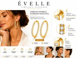ÉVELLE Sparkle Hoop Earrings - Gold-Plated CZ Statement Costume Jewelry Hoops for Women