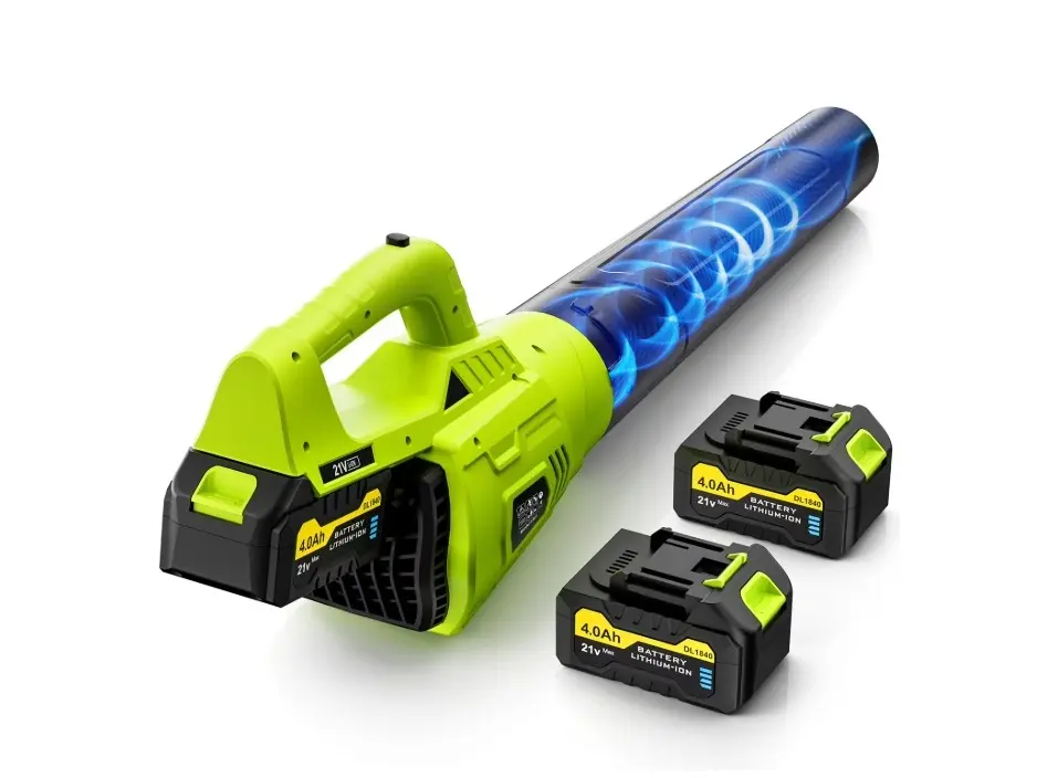 NUNET Cordless Leaf Blower, 21V Powerful Electric Portable Power Leaf Blowers & Vacuums with 2*4.0Ah Batteries & Fast Charger, 2-Speed Settings for Lawn Care, Dust Removal