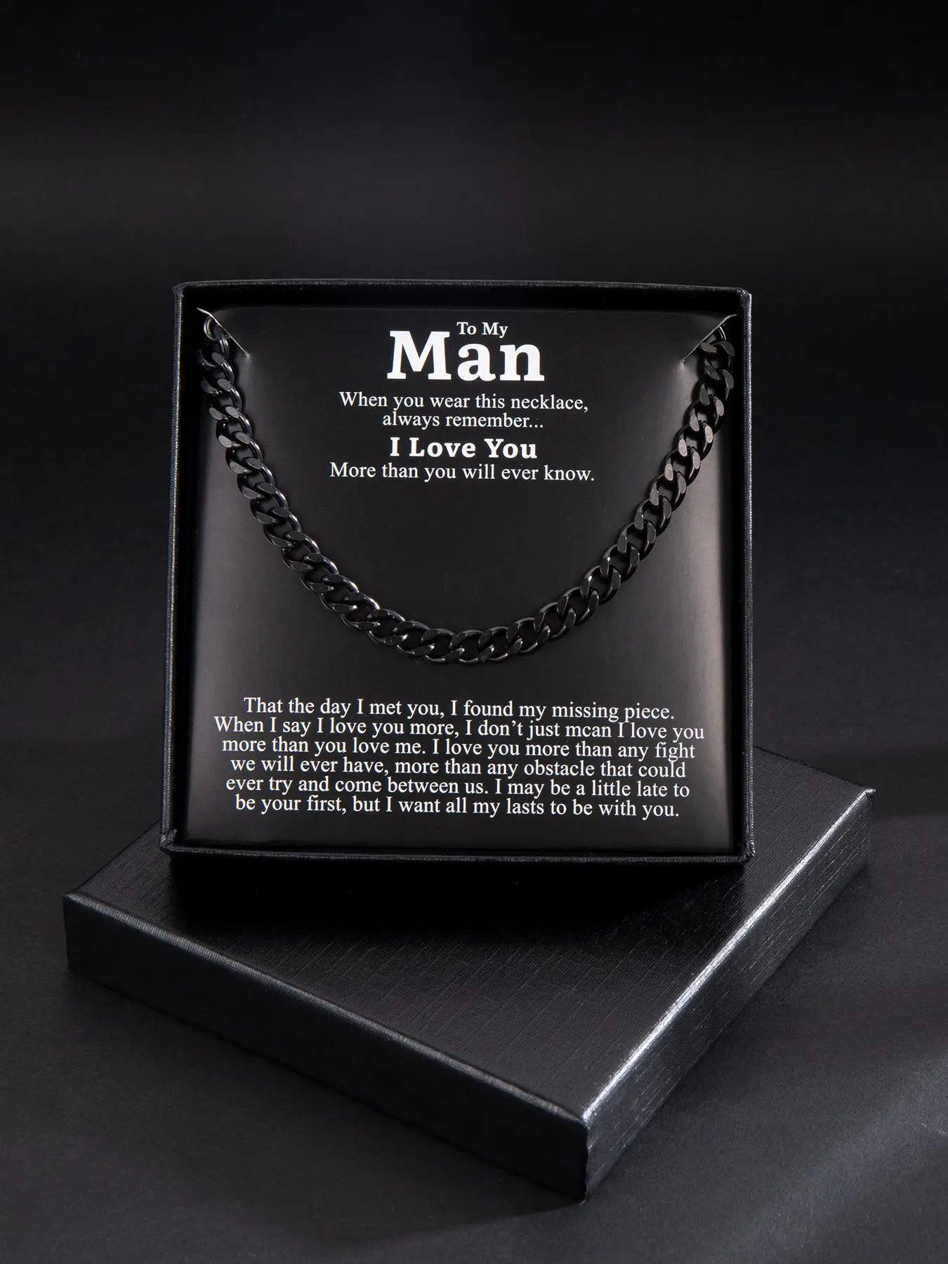 Casual Trendy Chain Necklace with Box, Plain Color Chain Necklace, Fashion Hip Hop Accessories, Trendy Jewelry for Birthday Gift Men Boyfriend