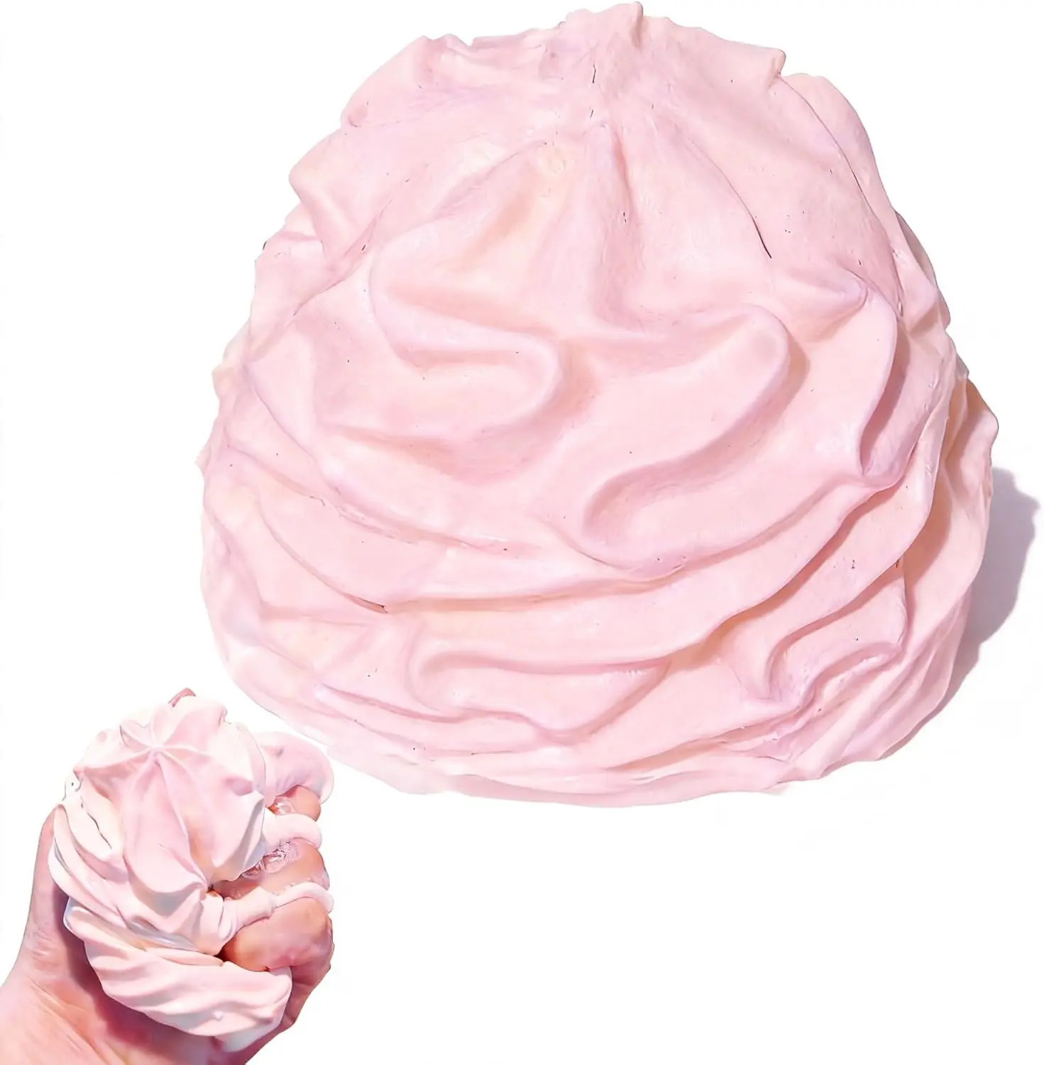 Cream Roll Squishy Toy,Squishy Cake Slow Rising Squeeze Toy,Sticky Squishies Made to Hand Silicone Fidget Sqeeze Toy,Stress Relief & Collection(Pink)