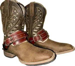 Adult Leather Spur Strap with Sheep Wool Pads 1 1/4" x 11"EPT Bull Ropes