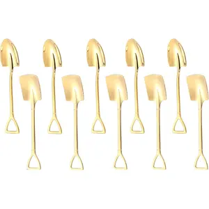 10 count Shovel Spoons Stainless Steel Spoon  Dessert Spoons for Coffee  Ice Cream Fruit Sugar Cake()