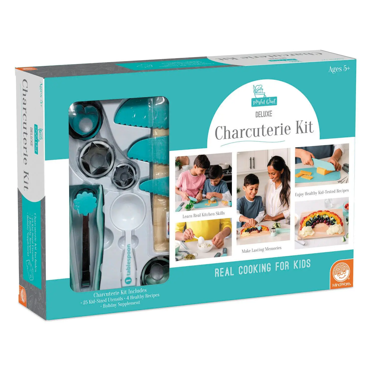 MindWare Playful Chef Deluxe Charcuterie Kit - 25-Piece Kitchen Playset, Miniature Cooking Set, Pretend Playset for Ages 5+