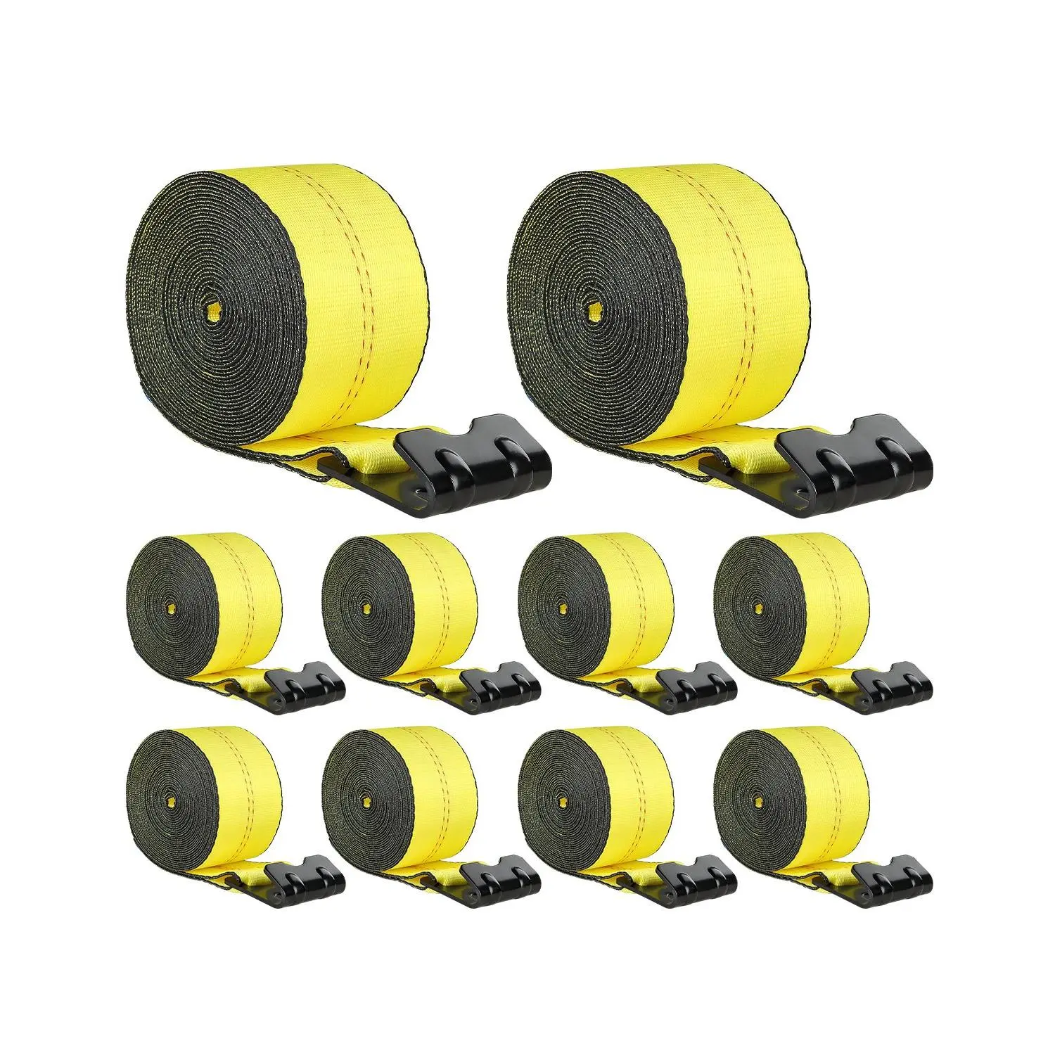 VEVOR 10-Pack 4x40ft High Strength Yellow Winch Straps, 4 inches x 40ft/40'/12.2 m Carbon Steel Flat Hook Truck Straps, 6000 Load, 18000 Break Strength, 61.73 lbs, Easy to Store Flatbed Tie Downs for Cargo Hauling, Trailers