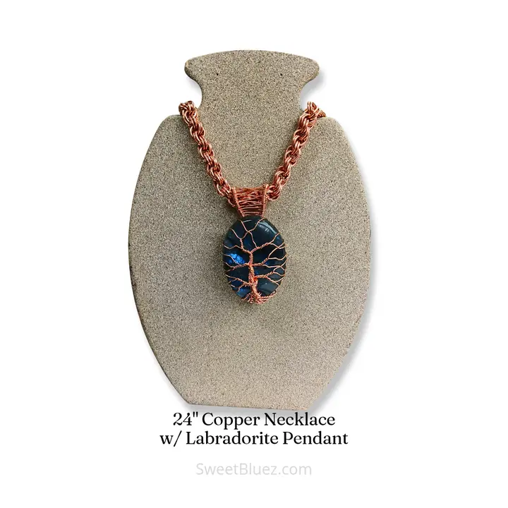 24" Copper Necklace & Labradorite Pendant