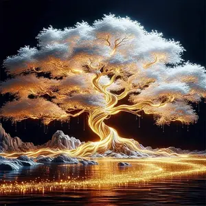 5D Diamond Painting Set, Luminous Lucky Tree Design, Round Diamond Handmade DIY Decoration, Diamond Painting Kit, Perfect Gift for Creative Mind