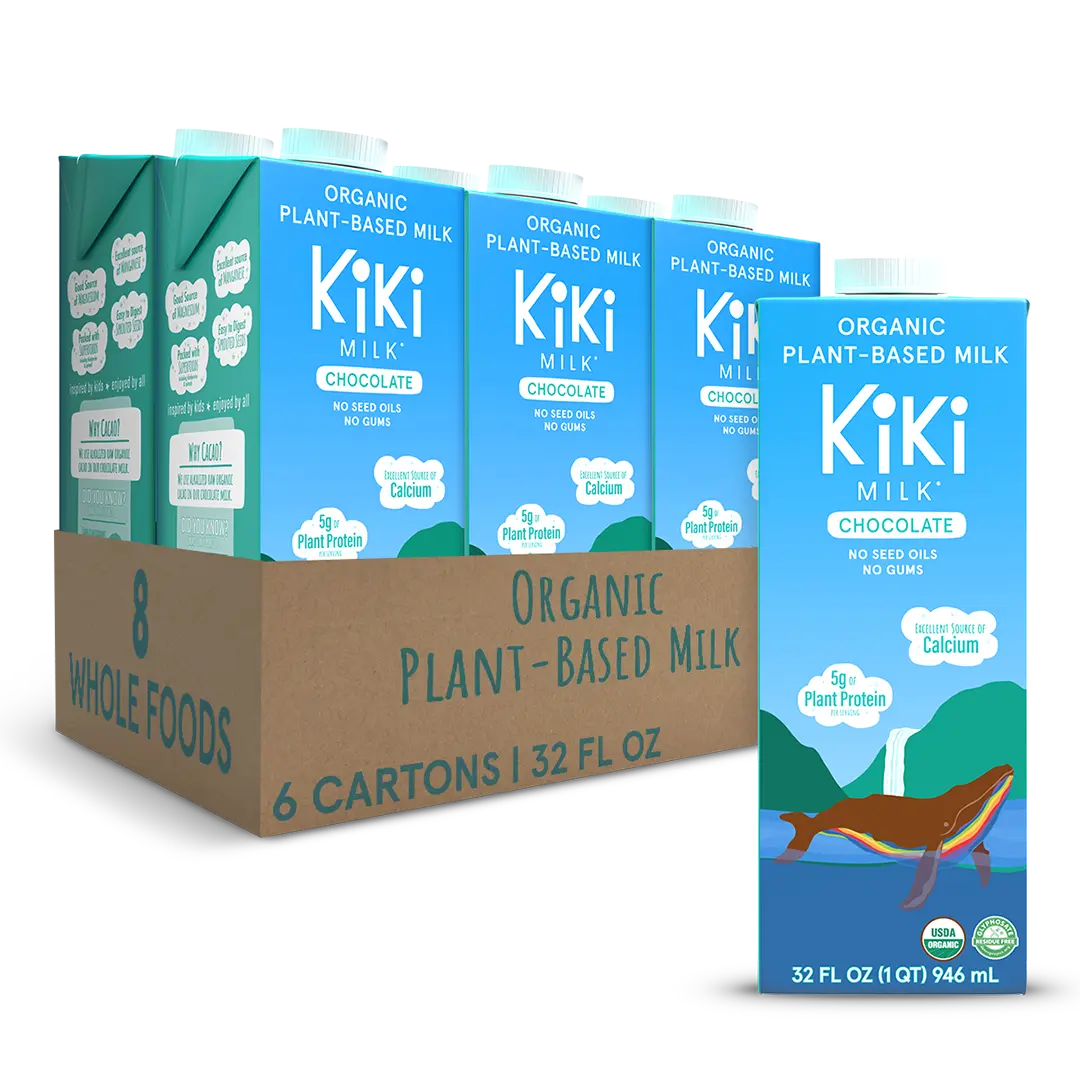 Chocolate Kiki Milk 6-Pack: Organic dairy-free plant milk (32 fl oz, Pack of 6) with high calcium and protein